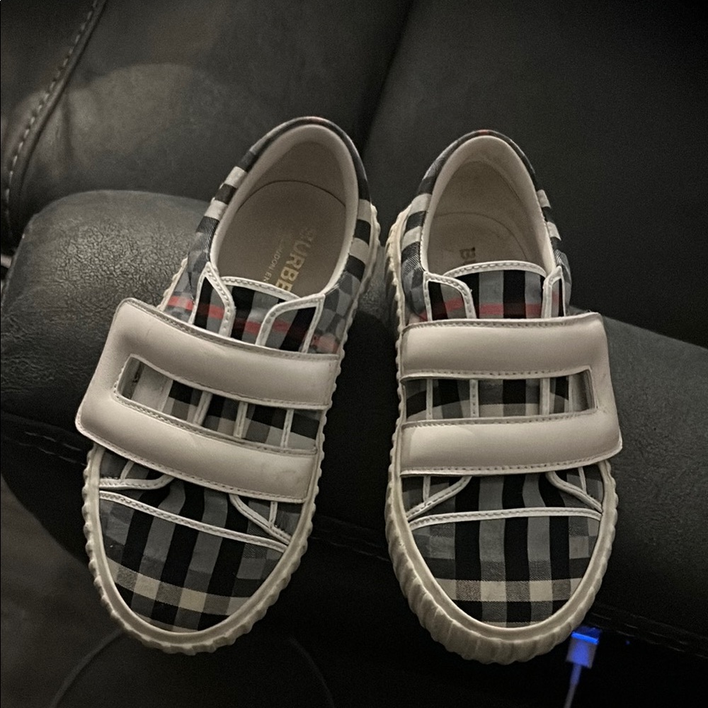 Burberry Kids Checkered Sneakers - Black and White